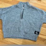 Calvin Klein Jeans Sweater 3/4 Zip Boxy Knit Logo Spellout Chunky Pullover Sz XL Photo 6