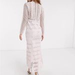ASOS NWT Light Pink long sleeve lace peplum midi dress US 4 Photo 1
