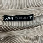 ZARA  champagne gold pleated long sleeve tiered midi dress. Photo 4