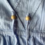 Love Riche Light Blue V-Neck Boho Whimsy Summer Beach Festival Cover Up Blouse Dress Photo 6