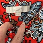 Loft  Orange Blue Paisley Floral Dress S Button Tie Front Whimsygoth Career Bold Photo 5