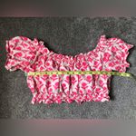 Anthropologie Aish Cotton Ruffle Bubble Crop Top in Pink Floral Size Medium Photo 7
