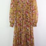 Anthro O.p.t. Wick Smocked Floral Midi Dress Gold XS Yellow Photo 9