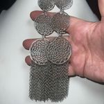 Vintage Long Boho Mandala Fringe Earrings Silver Photo 2