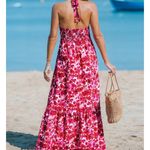 CUPSHE Red Floral Halter Neck Size Large Photo 1