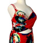 Lila Rose Lela Rose Women's Swim Tank Top Red Black Abstract Floral Size 42DDD Photo 1