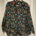 Old Navy Size L Navy Blue Cotton Bananas Tropical Palm Peint Button Down Shirt Photo 0