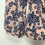 J.Crew  Floral V-Neck Tie Waist Wrap Blouse Top Women's Size 4 Pink Navy Blue Photo 3