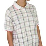 1980s Vintage Pastel Plaid Polo Shirt Grandmacore Medium White Photo 1