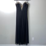 Betsy and Adam  Black Strapless Beaded Sweetheart Slit Formal Gown Prom Dress 12 Photo 2