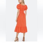 Endless Rose  Orange Puff Sleeve Belted Tiered Midi Dress Size S‎ Photo 9