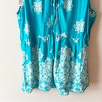 Wrangler Blue/White Floral Lace Up Back Tank Top Size Medium NEW Unlined Tunic Photo 7