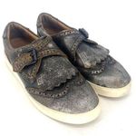 Frye  Brea Kiltie Anthrocite Casual Sneaker Buckle Silver Brown Womens Size 8.5 Photo 0