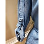 Hommage  Women's Solid Blue 100% Cotton Long Sleeve Belted Jacket Size Small Photo 4