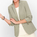 Talbots ๐ Green & white Striped Blazer Photo 0