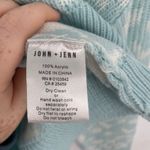 John + Jenn Leopard Print Crew Neck Sweater Light Blue White Long Sleeve Size L Photo 4