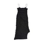 Black Mesh Studded Bodycon Midi Dress Womens Small Square Neck Ruched Night Out Photo 1