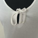 Wild Fable White Plunge Neck Short Sleeve Bodysuit with Tie Front Photo 2