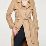 ZARA faux suede tan belted trench coat size XS Photo 2