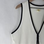 Anthropologie  Black Trim Color Block White  Button Front Vest‎ Stretch Crepe XL Photo 4