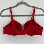 Adrienne Vittadini Studio Bra Size 36B Red Plunge Push Up Mesh Accents Photo 2