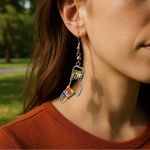 Cowgirl Boots Earrings Mardi Gras Earrings Western Beaded New Orleans Nola NEW Silver Photo 1