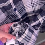 American Eagle NWOT  Black White Plaid Button Down Shacket Medium Western Cowboy Photo 4