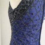 Laurence Kazar Vintage Lawrence Kazar Beaded Gown Women’s Small Navy Silk Mermaid Vibes Photo 9