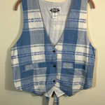 ✨ Vintage Ride Blue White Plaid Western Vest Medium Nepal Photo 0