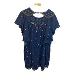 Anthropologie Crewneck Embroidered Tunic Dress Size XL Petite Short Navy Blue Photo 4