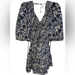 Love The Label Mabel Puff Sleeve Ruffled Floral Mini Dress blue white S Photo 1