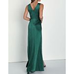 Lulus NWT  Women's M Emerald Satin Sleeveless Pleated Maxi Dress Formal Photo 1