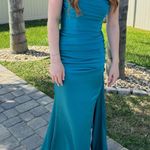 COLORS Teal Strapless Mermaid Lace Photo 0