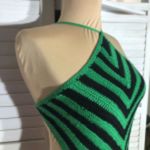 Forever 21 NWT  Chevron Sweater-Knit Halter Top Crochet Striped Green/Black sz M Photo 6