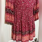 American Eagle Red Paisley Long Sleeve Bohemian Western Peasant Dress S Photo 4