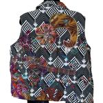 Chico's Embroidered Mixed Media Patchwork Open Front Collared Cotton Silk Vest Photo 9