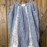 POL Nation + Grace  Boho Chambray Lace Sleeveless Top Photo 0
