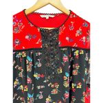 Rebecca Minkoff Red Floral Bell Sleeve Luca Top Size Small Cottage Prairie Photo 1