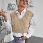 SheIn Beige Sweater Vest Photo 0