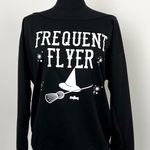 “Frequent Flyer” Halloween Off the Shoulder Pullover Tops in Size S Black Photo 0