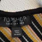 Topshop  Metallic Striped Ribbed Bodysuit Size 4 | Gold Pink Black V-Neck One Pie Photo 2