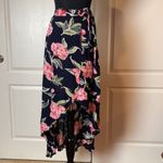 Urban Outfitters NAVY FLORAL HIGH LOW MAXI WRAP SKIRT Photo 2