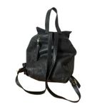 Vintage Black Leather Backpack with Red Flower Embroidery Photo 2