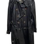 Burberry London Glossy Belted Double Breasted Trench Coat Black Women Size 12 Photo 0