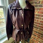 Bernardo  Rich Brown Leather Jacket with Belt Gold Hardware Boho Chic Edgy Moto Photo 1