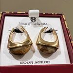 House of Harlow 1960 | Faux Agate Style Hoop Earrings Gold Photo 7