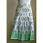 Loft Ann Taylor Patterned Skirt Green White Tan A-Line Flare 0 Photo 2