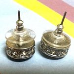 White House | Black Market  silver tone black faceted stud earrings Photo 6