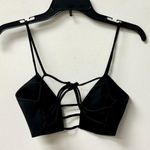 Hand Lace Roller Neck Strappy Bralette Cropped Top Black Women's Size 38 / 6 Photo 1