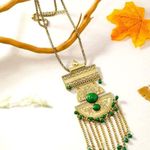 Like NEW Boho Oriental inspired jewelry piece faux jade festive necklace Gold Photo 0